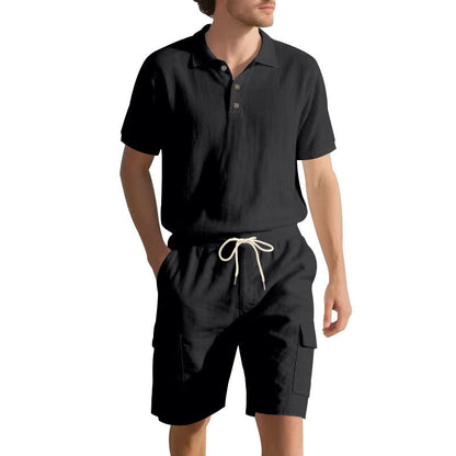 Herren Polohemd mit Cargo Shorts Bequem Sportlich