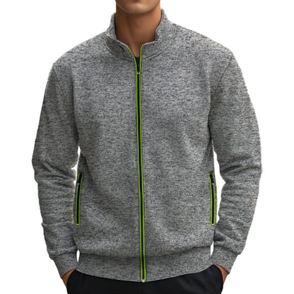 Ich helfe Ihnen gerne dabei! Der neue Titel könnte wie folgt lauten: Stilvolle Freizeitjacke mit hohen Kragen und reflektierenden Reißverschlussdetails 

Wenn Sie einen bestimm