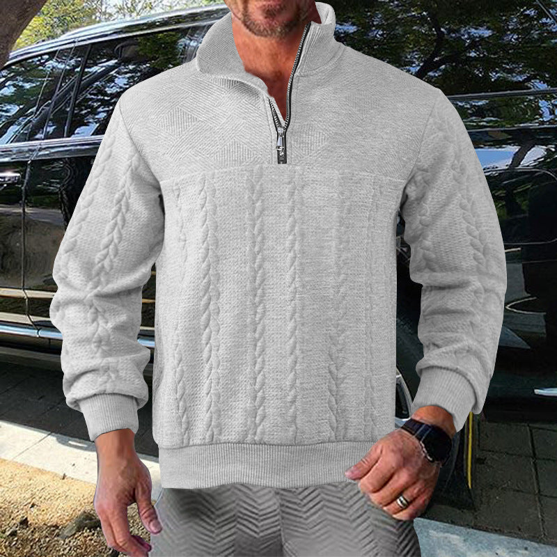 Herren Pullover Strukturiert Zip Modern Style - BerlinGlamour