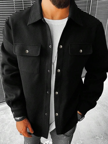 Herren Overshirt Jacke Modern mit Taschen und Knöpfen