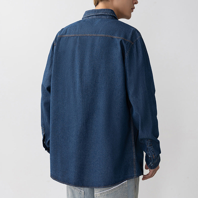 Herren Denim Hemd Modern mit Taschen Trendig