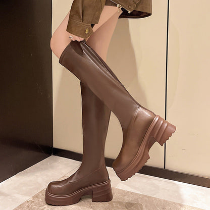 Damen Stiefel Plateau Stretch Hoch Hacken Berlin_Style - BerlinGlamour