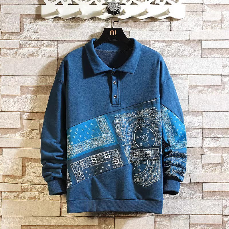 Herren Polo Pullover Paisley Design Klassisch