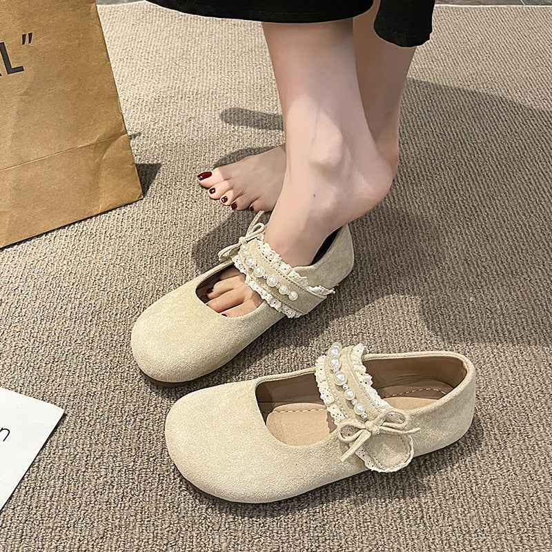 Damen Ballerina Schuhe Plüsch Elegant mit Schleife - BerlinGlamour