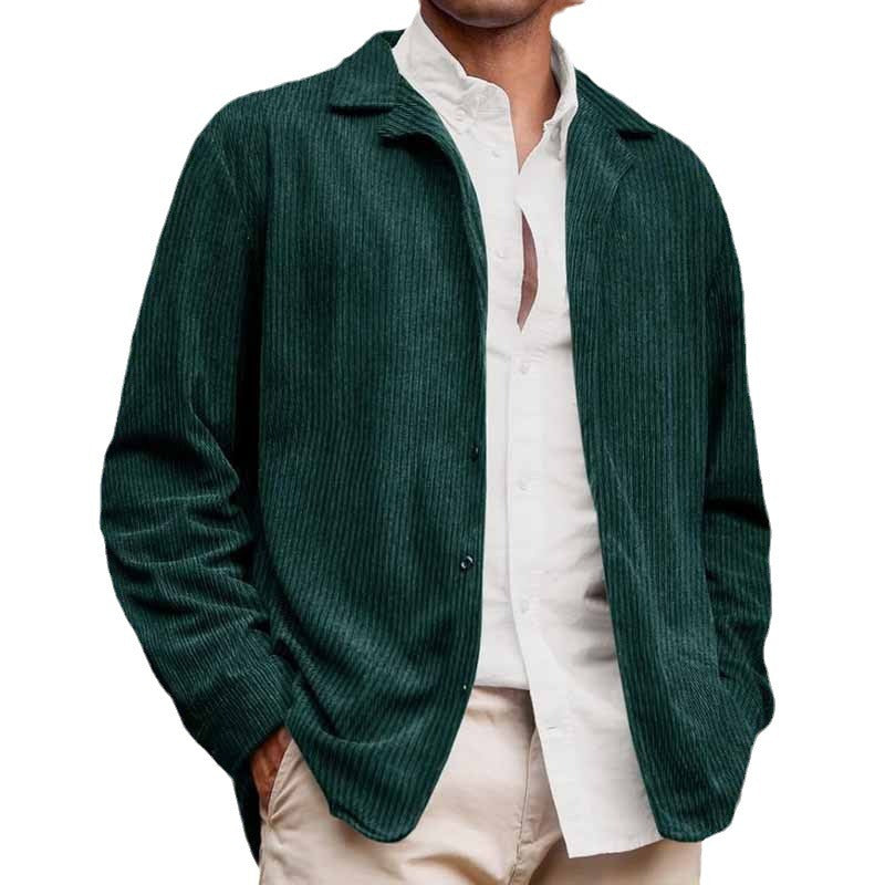 Herren Cordjacke Lässig Offener Kragen Strukturiert