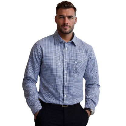 Herren Langarmhemd Kariert Elegantes mit Brusttasche