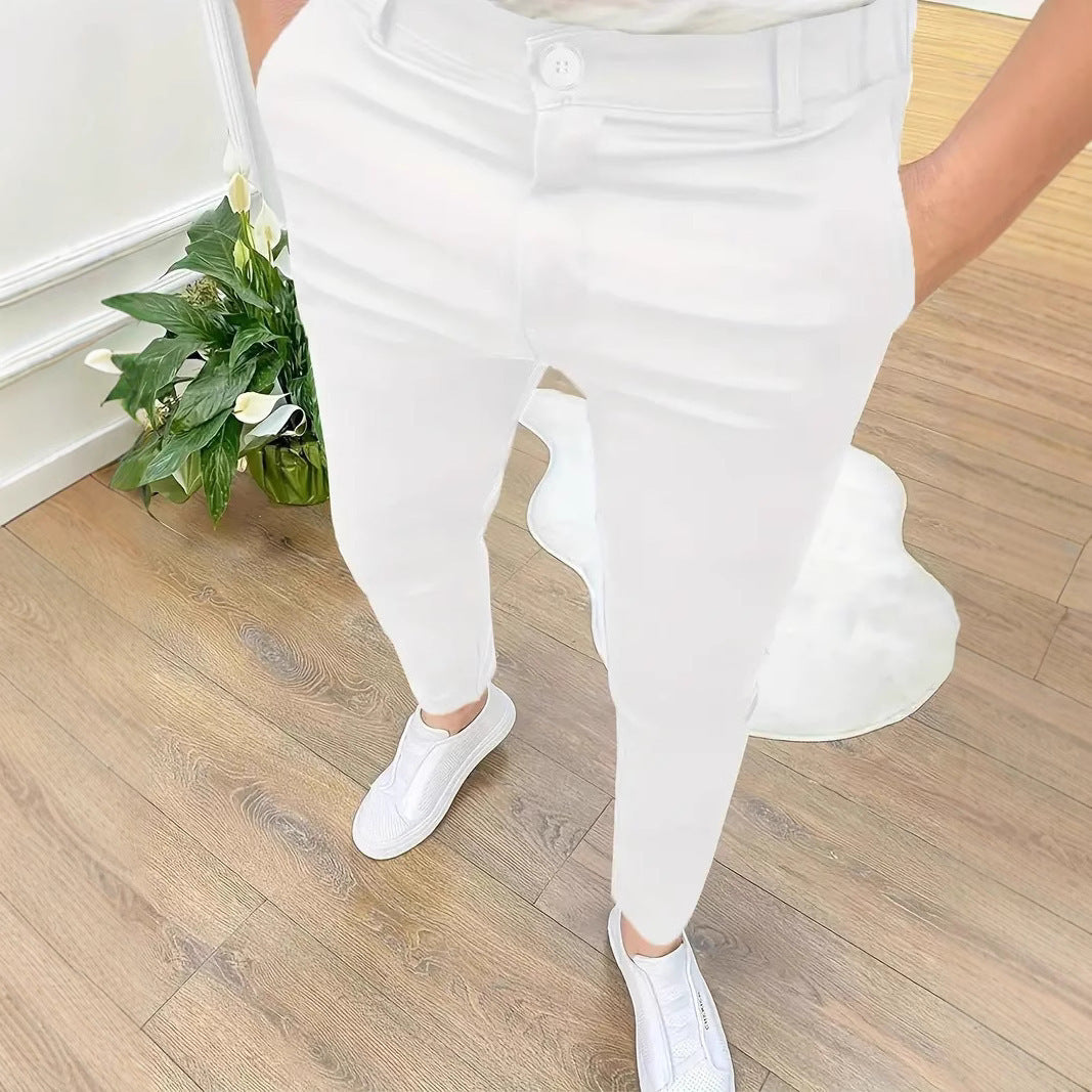 Herren SlimFit Hose Elastisch Mit Taschen Schwarz - BerlinGlamour