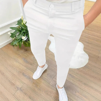 Herren SlimFit Hose Elastisch Mit Taschen Schwarz - BerlinGlamour