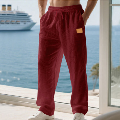 Herren Sommerhose Leicht Leinen Bequem Luftig