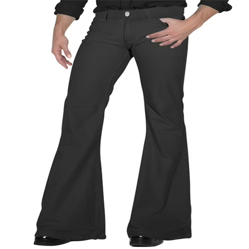Herren Schlaghose Modern Slim Fit Schwarz