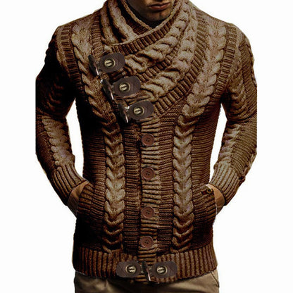 Herren Strickjacke Kapuze Zopfmuster Warm