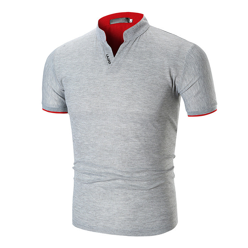 Herren Kurzarmhemd Modern Slim Fit Kontrast Kragen