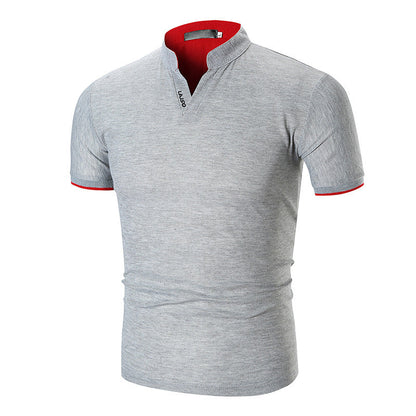 Herren Kurzarmhemd Modern Slim Fit Kontrast Kragen