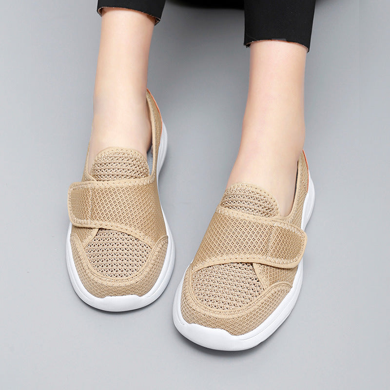 Damen Sneaker Atmungsaktiv Slip-On mit Klettverschluss