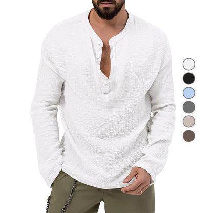 Herren Langarmhemd Casual Strukturiert Knöpfe Modern