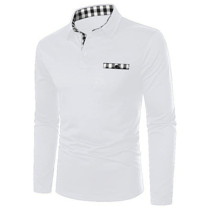 Herren Polohemd Langarm Modern Karostreifen Elegante Optik