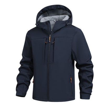 Herren Softshell-Jacke Wasserdicht mit Kapuze und Taschen - BerlinGlamour