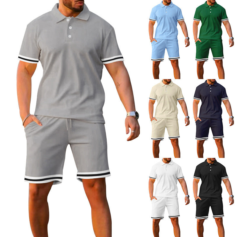 Herren Sportset Poloshirt Shorts Komplett Sportlich