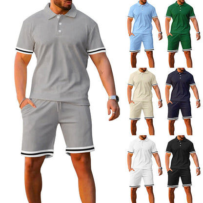 Herren Sportset Poloshirt Shorts Komplett Sportlich