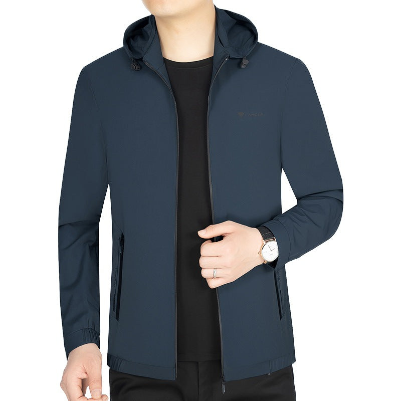 Herren Regenjacke Waterproof Kapuze atmungsaktiv