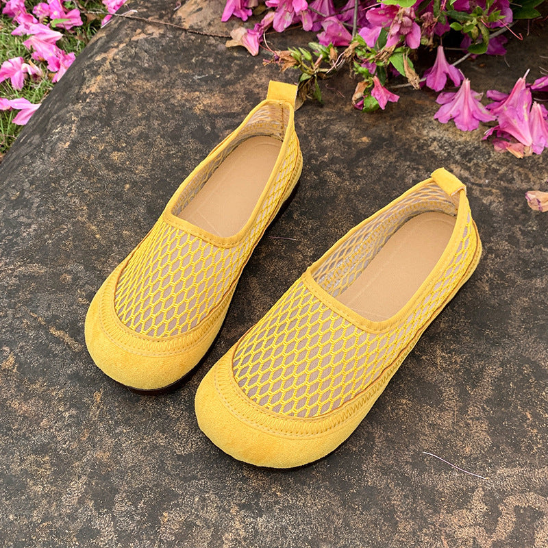 Damen Ballerinas Atmungsaktiv Elastisch Netzdesign