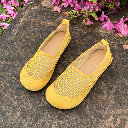Damen Ballerinas Atmungsaktiv Elastisch Netzdesign