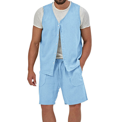 Herren Sommer Set Kurzarmhemd Shorts Leicht
