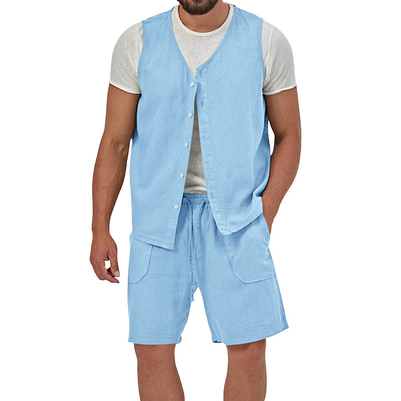 Herren Leinenanzug Lässig Elegant Sommer