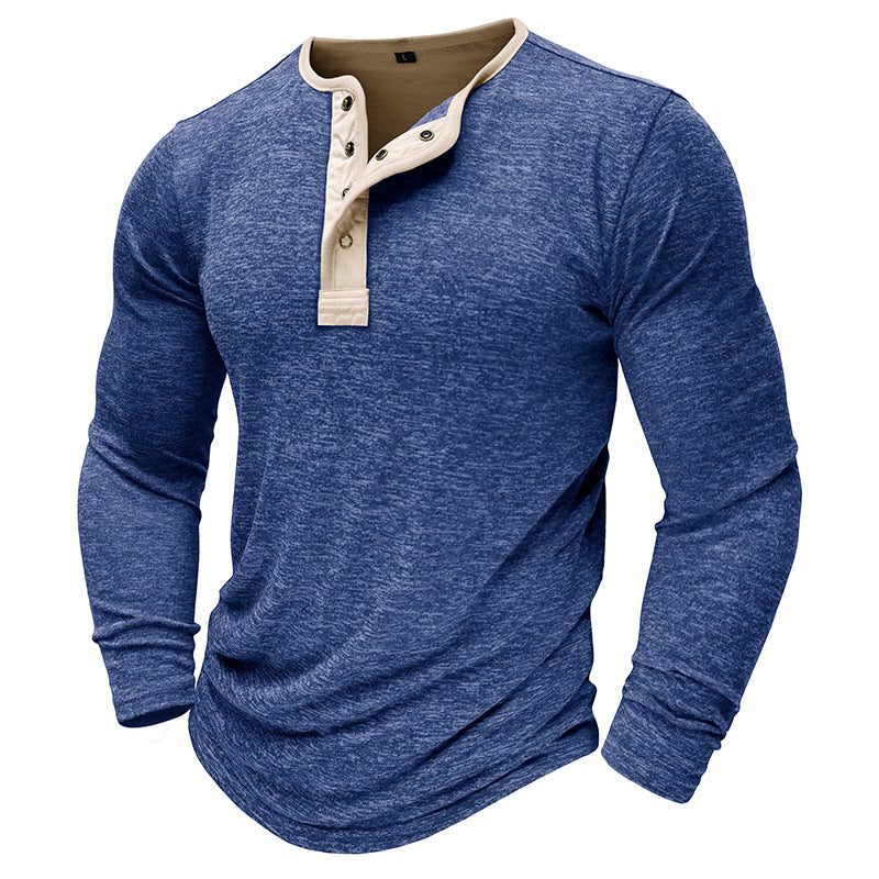 Herren Langarmshirt Modern mit Kontrastknöpfen Ergonomisch