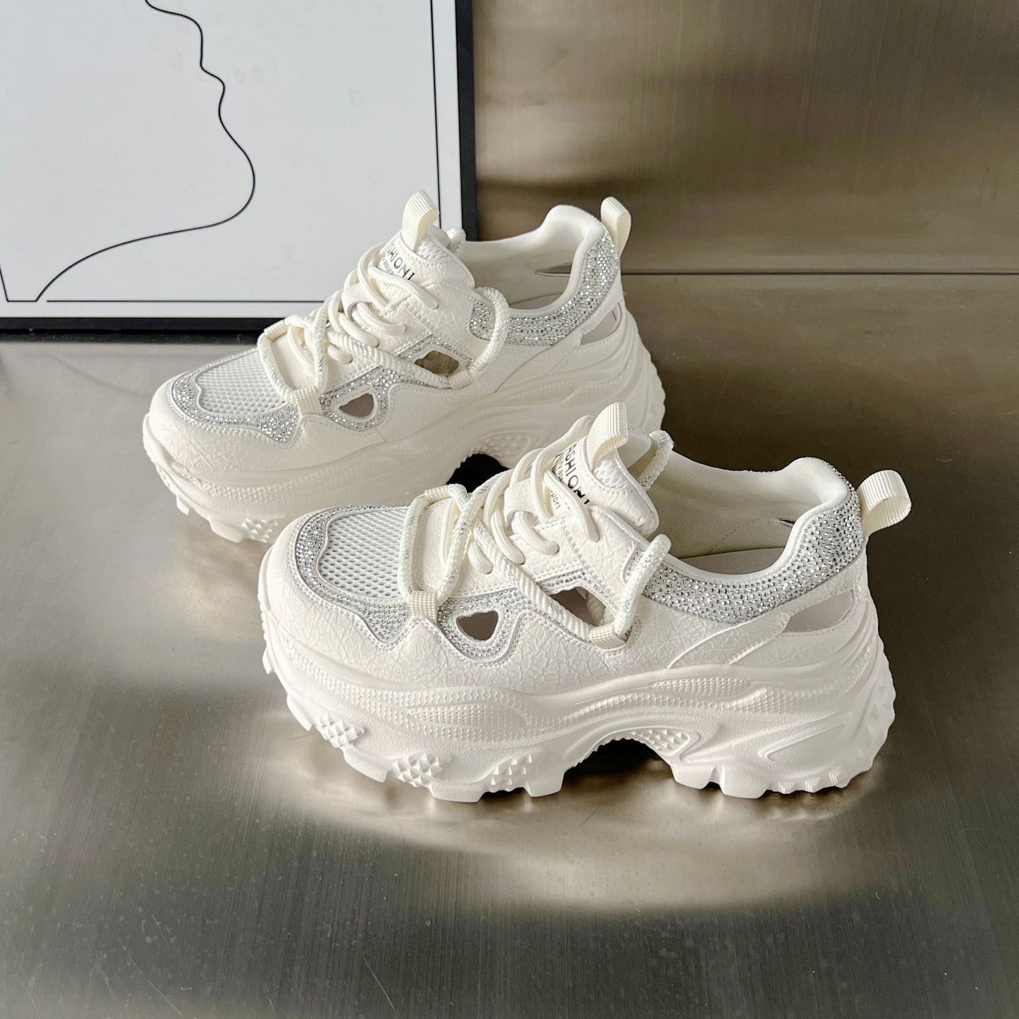 Damen Sneaker Sportlich Chunky Netzdesign Rutschfest