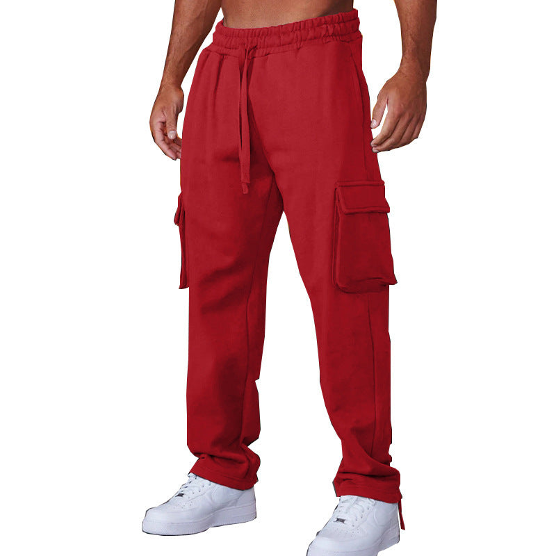 Herren Jogginghose Cargo Bequem Elastisch Schwarz