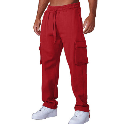 Herren Jogginghose Cargo Bequem Elastisch Schwarz