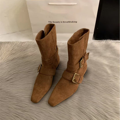 Damen Stiefeletten Modern mit Schnallen Schwarz Damen Schuhe