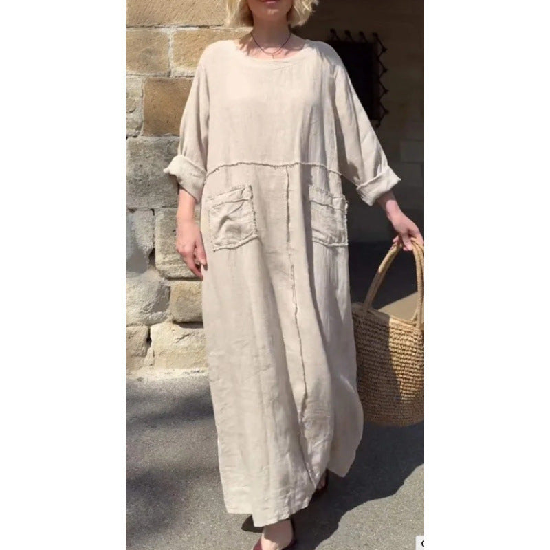 Langes, lässiges Plisseekleid mit langen Ärmeln von BerlinGlamour