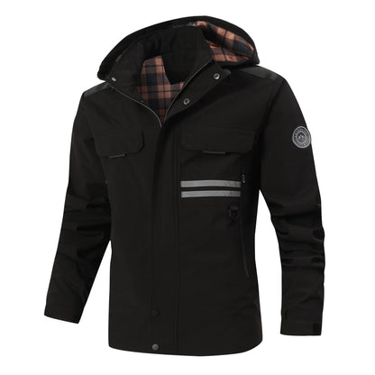 Herren Wetterjacke Funktionell mit Kapuze und Taschen