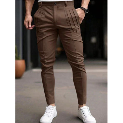 Herren Slim-Fit Hose Elegant Hochwertig Mit Taschen