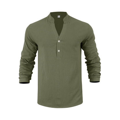 Herren Langarmshirt Bequem Lässig Knopfverschluss