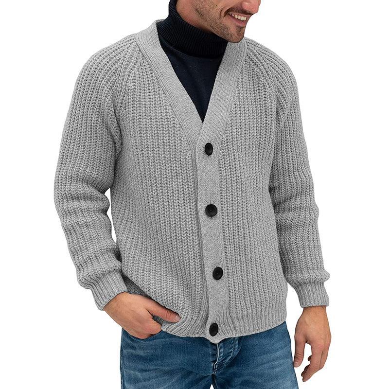 Herren Strickjacke Grobstrick mit Knöpfen Modern