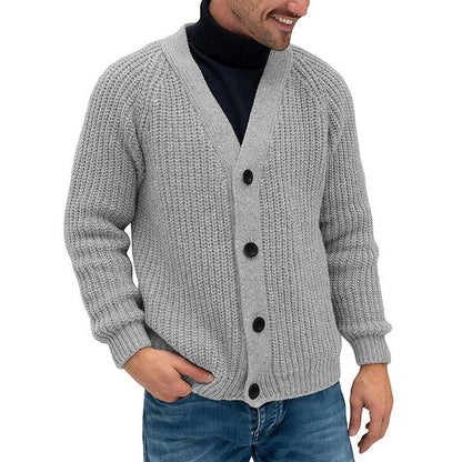 Herren Strickjacke Grobstrick mit Knöpfen Modern