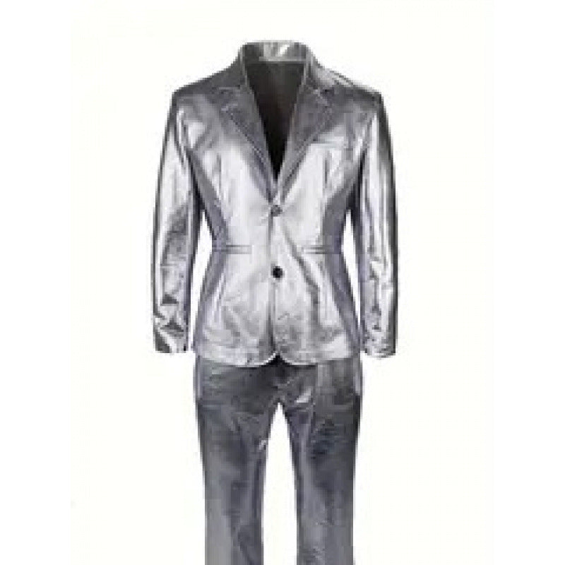 Eleganter Herren Anzug Satin Schwarz Modern