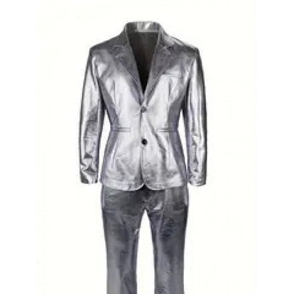 Eleganter Herren Anzug Satin Schwarz Modern