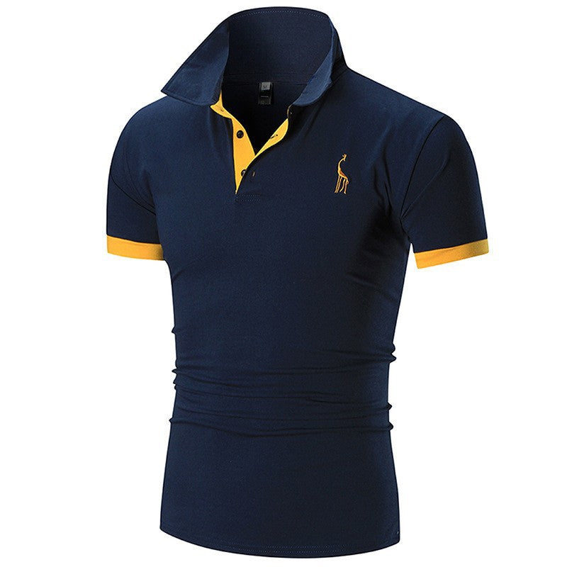 Herren Poloshirt Hochwertig Kontrastkragen Baumwolle Modern