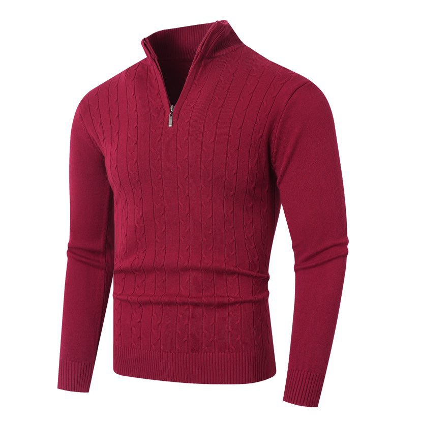 Strickpullover Herren mit Reißverschluss und Struktur Optik