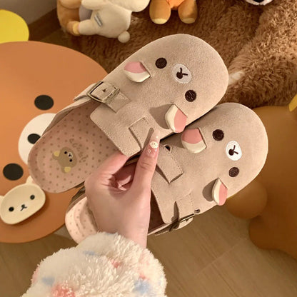 Damen Clogs Kuschelig Niedlich Tiermotiv Schnallenverschluss - BerlinGlamour