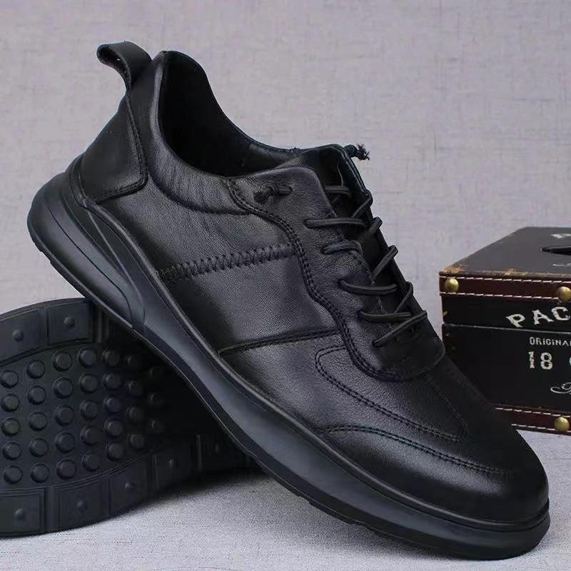 Damen Sneaker Sportlich Leder Laufsohle Rutschfest