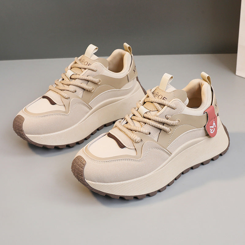Damen Sneaker Chunky Sportlich Atmungsaktiv Weiß