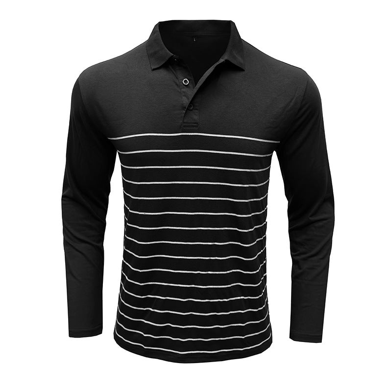 Herren Polo Langarm Streifen Design Modern