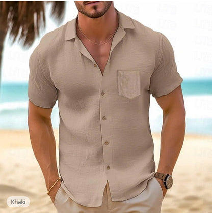 Herren Leinenhemd Kurzarm Elegant Modern