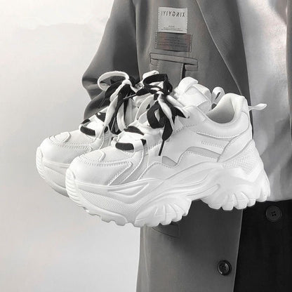 Damen Sneaker Chunky Bequem Laufsohle Weiss
