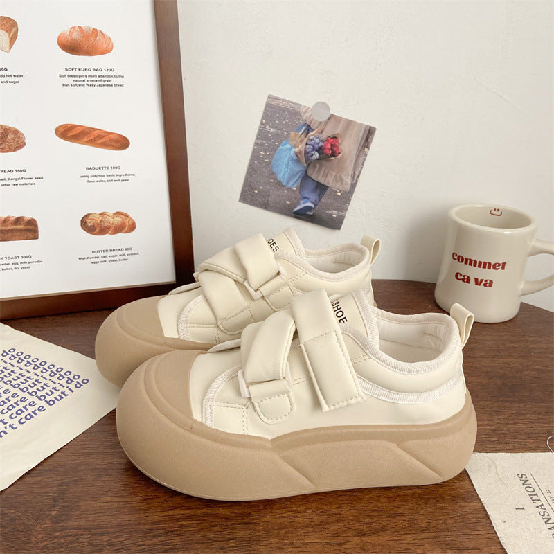 Damen Sneaker Klettverschluss Dicke Sohle Bequem